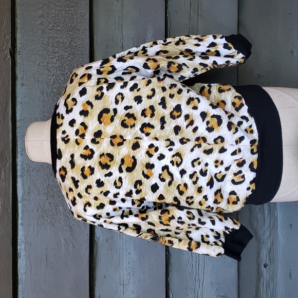 Vintage 80s Leopard Dolman Pullover Sweatshirt sz M Women's Top - Picture 4 of 9